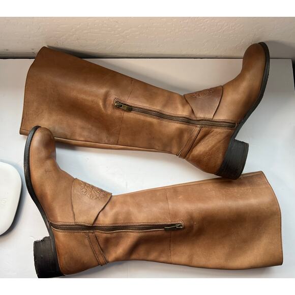Vince Camuto Shaylee Brown Leather Distressed Equestrian Knee High Boots Sz 10B - Picture 8 of 15